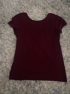 Express Short Sleeve Scoop Neck Top in Wine